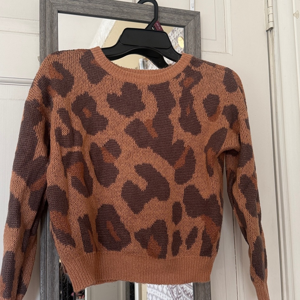 GB Girls Leopard Print Sweater - Brown and Black